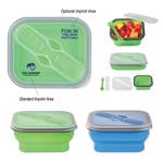 HH2122 Collapsible Food Container With Dual Utensil And Custom Imprint